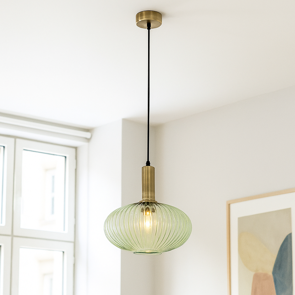 Retro pendler lampe grøn, Charlois