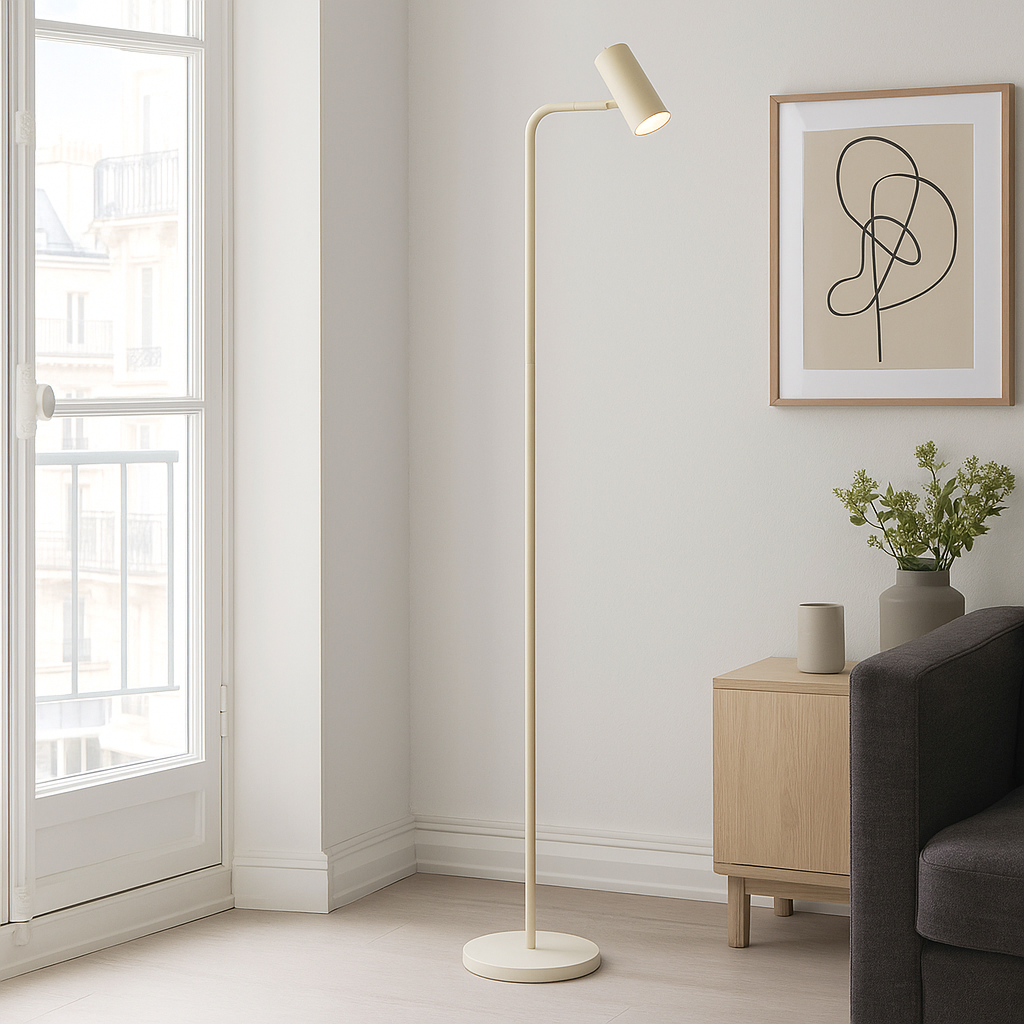 Modern gulv lampe beige, Carlos, med brytare