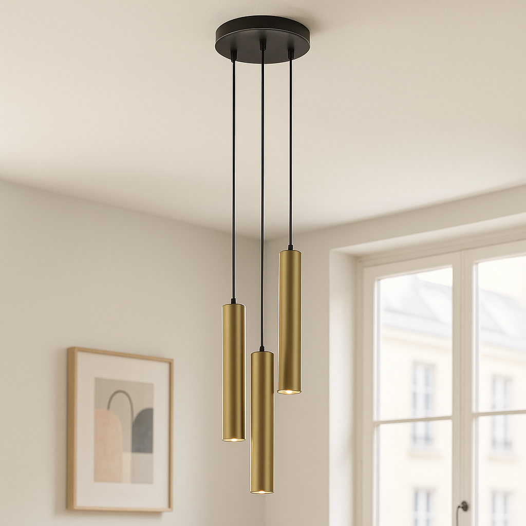 Modern pendler lampe messing, Nadi
