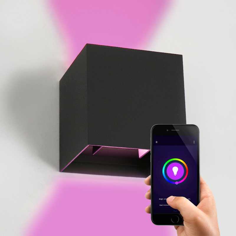 Modern smart væglampe sort, Dion, 6W, RGBW LED, IP65