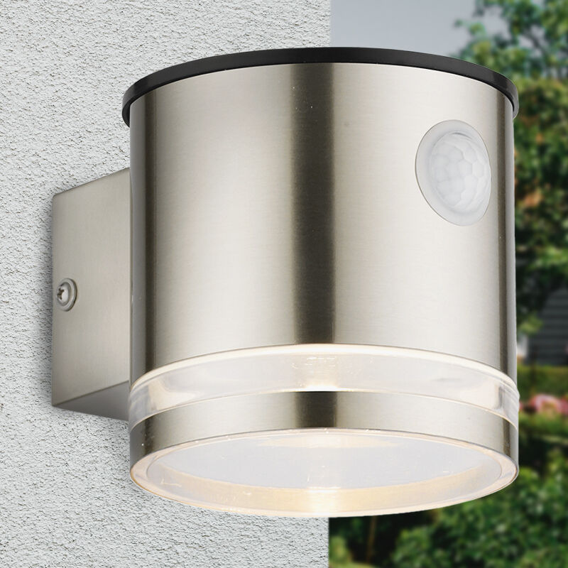 Modern udendørs væglampe solcelle krom, Tommy, 1W, 2700K LED, IP54