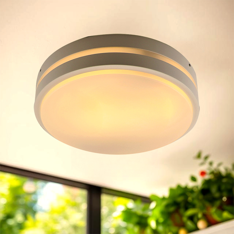 Plast udendørs loftslampe med bevægelsessensor hvid, James, IP54