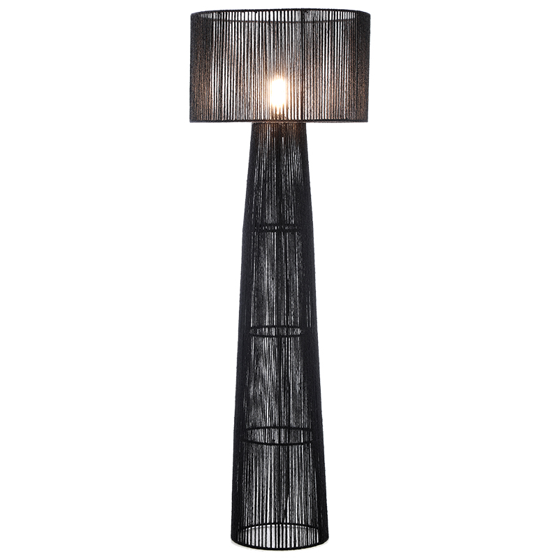 Rustik gulv lampe sort, Sanny, med brytare