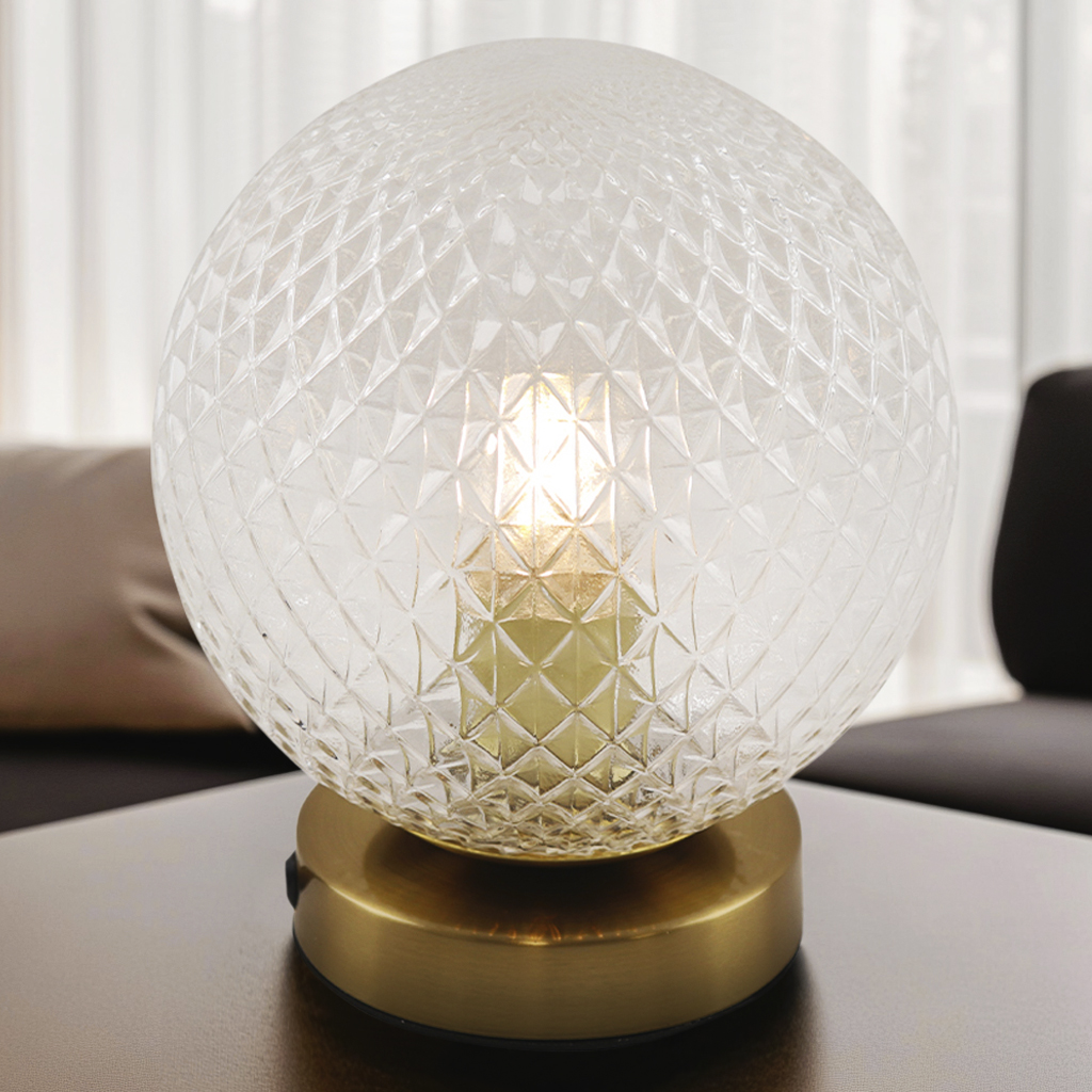 Retro bordlampe gennemsigtig, Johnson, med brytare