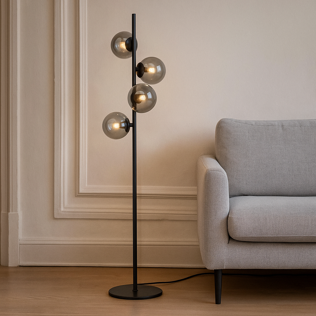 Design gulv lampe grå, Remo, med brytare