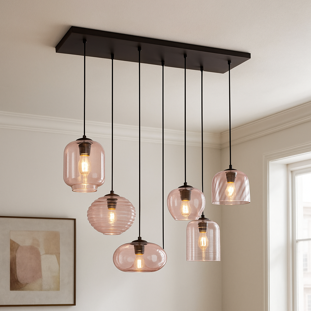 Modern pendler lampe lyserød, Caia