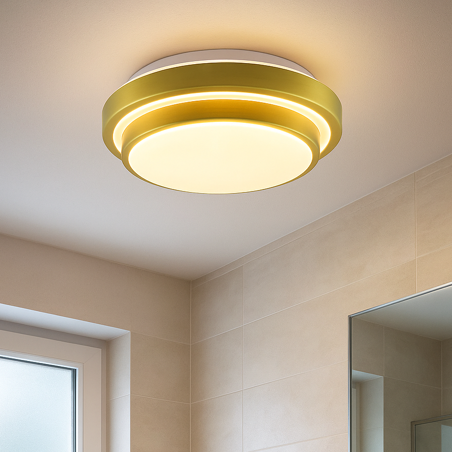 Modern loftlampe badeværelse guld, Jaro, 12W, 3000K LED, IP44