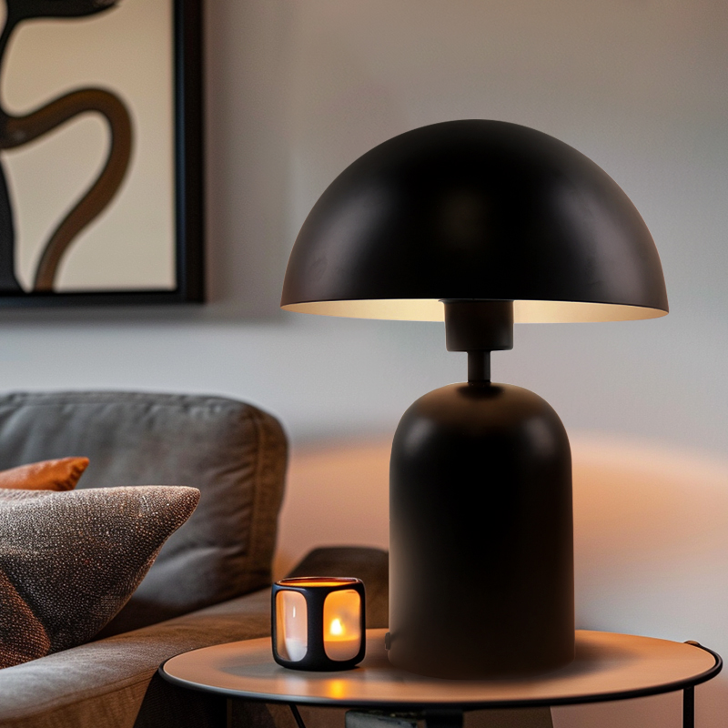 Modern bordlampe sort, Isha, med brytare
