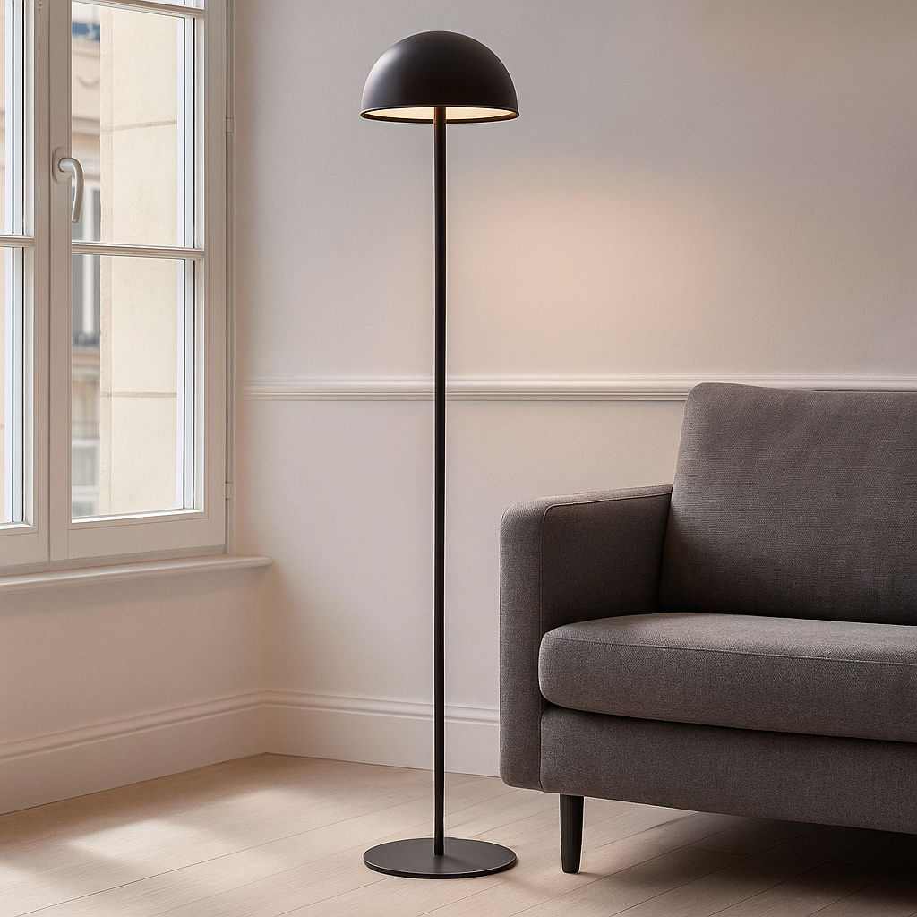 Retro gulv lampe sort, Douwe, 4W, dim to warm LED, med beröringsdimmer