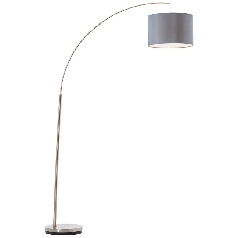 Stof gulvlampe bue grå, Merinde, med brytare