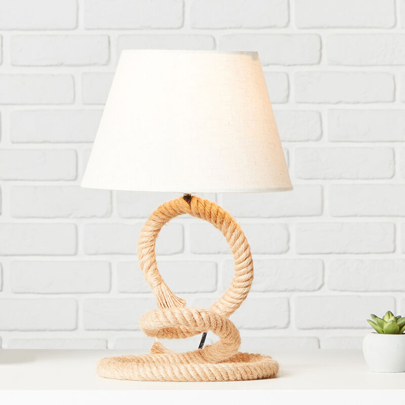 Rustik bordlampe hvid, Boyke, med brytare