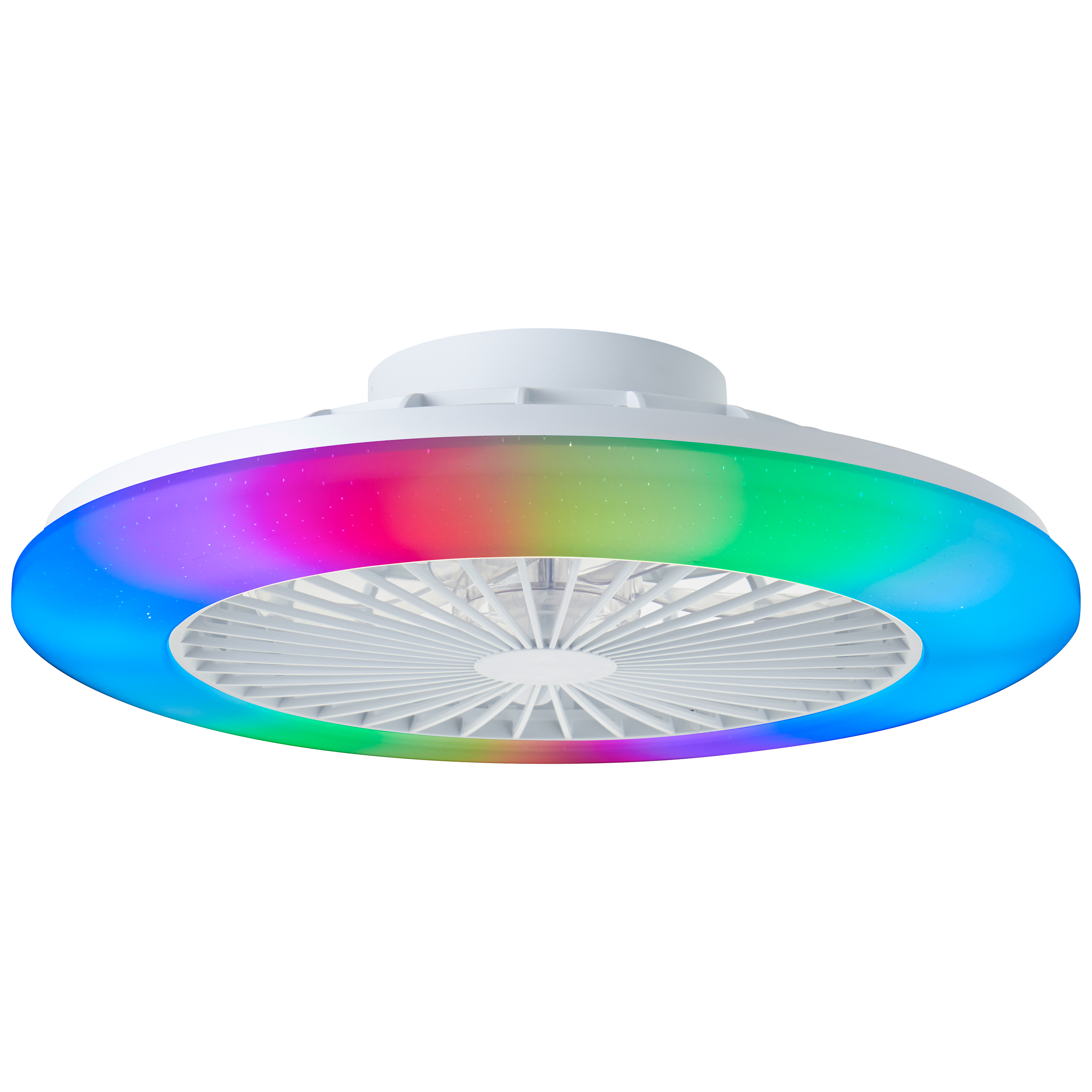 Modern loftventilator hvid, Sofieke, 40W, RGBW LED, med fjärrkontroll