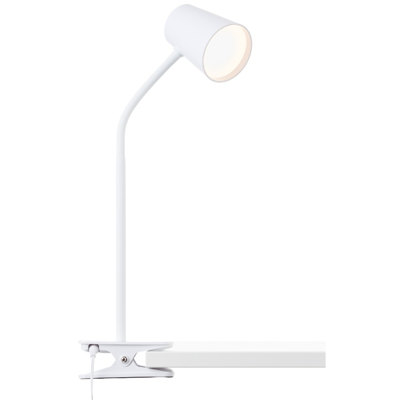 Plast klemmelampe hvid, Musab, 7W, 3000K LED, 3 trins lysdæmper