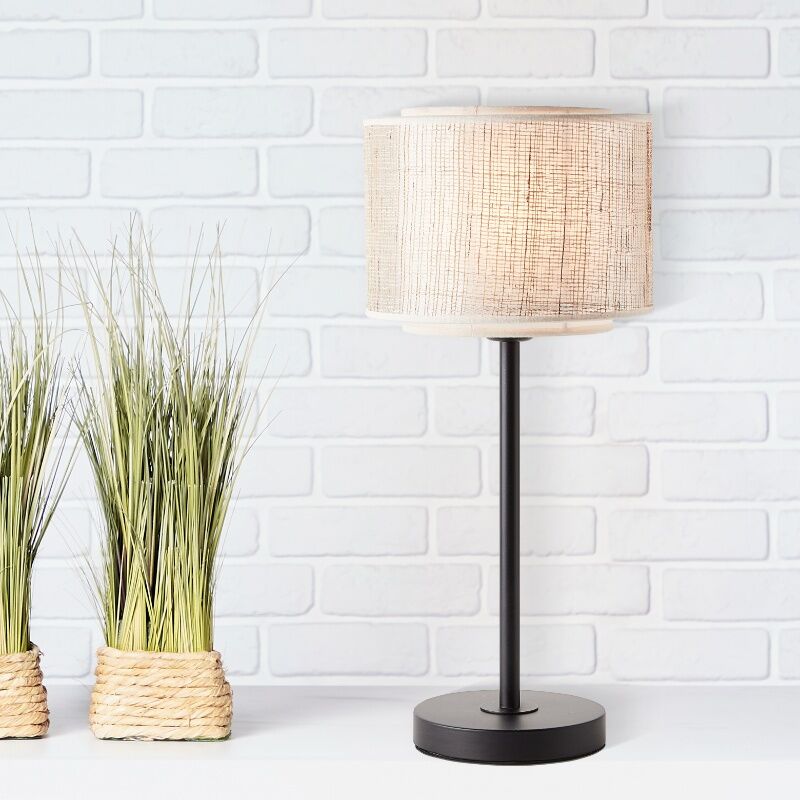 Rustik bordlampe beige, Gerbert, med brytare