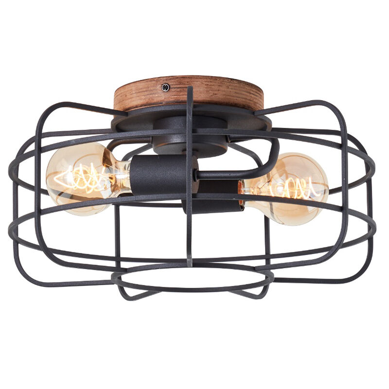 Træ loftlampe sort, Taede