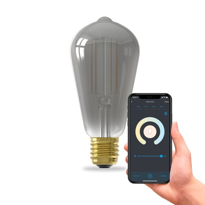 Calex LED WiFi pære E27 grå, 7W, 1800K