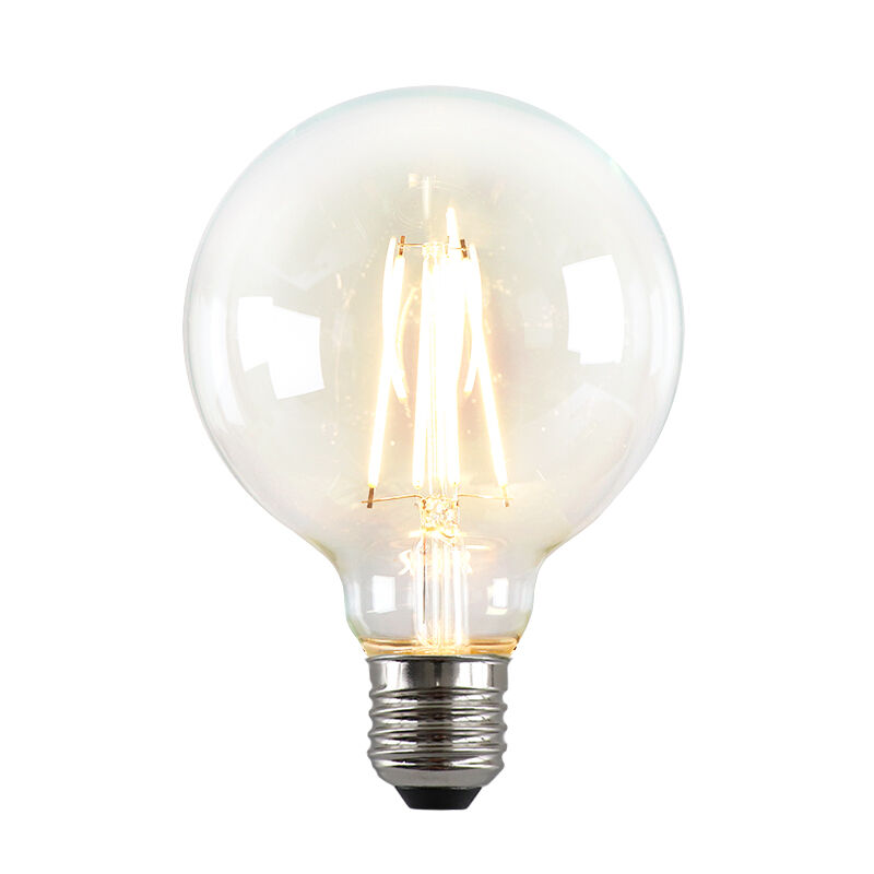Dæmpbar Olucia E27 LED pære, G95, 5w, gennemsigtigt glas, 2700k