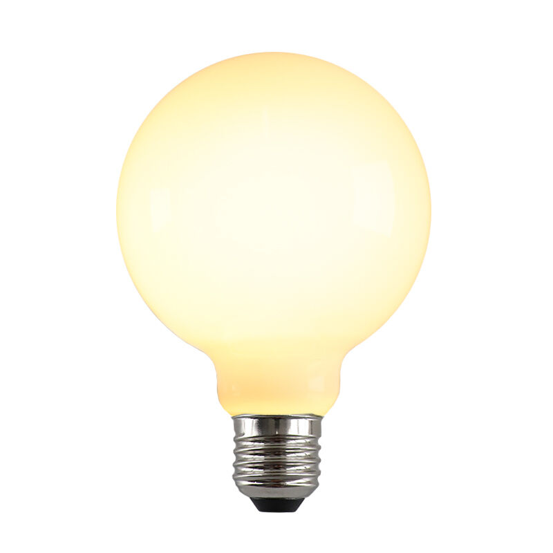 Dæmpbar Olucia E27 LED pære, G95, 5w, Hvidt glas, 2700k