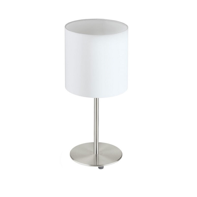 Hvid modern bordlampe stof, Abano, med brytare