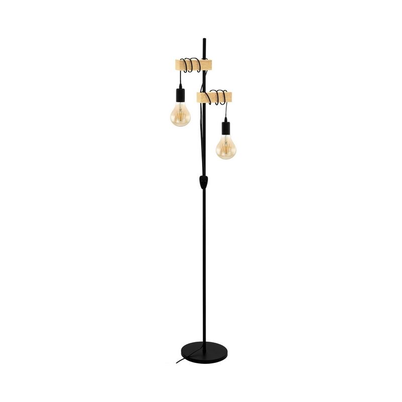 Træ gulv lampe brun, Anton, med brytare