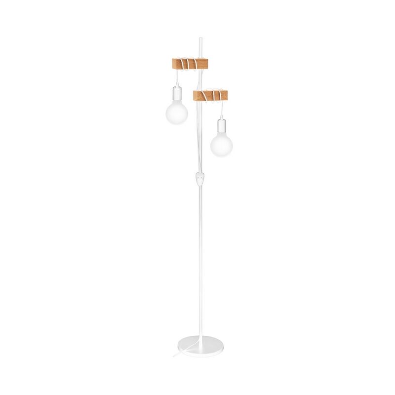Træ gulv lampe hvid, Anton, med brytare