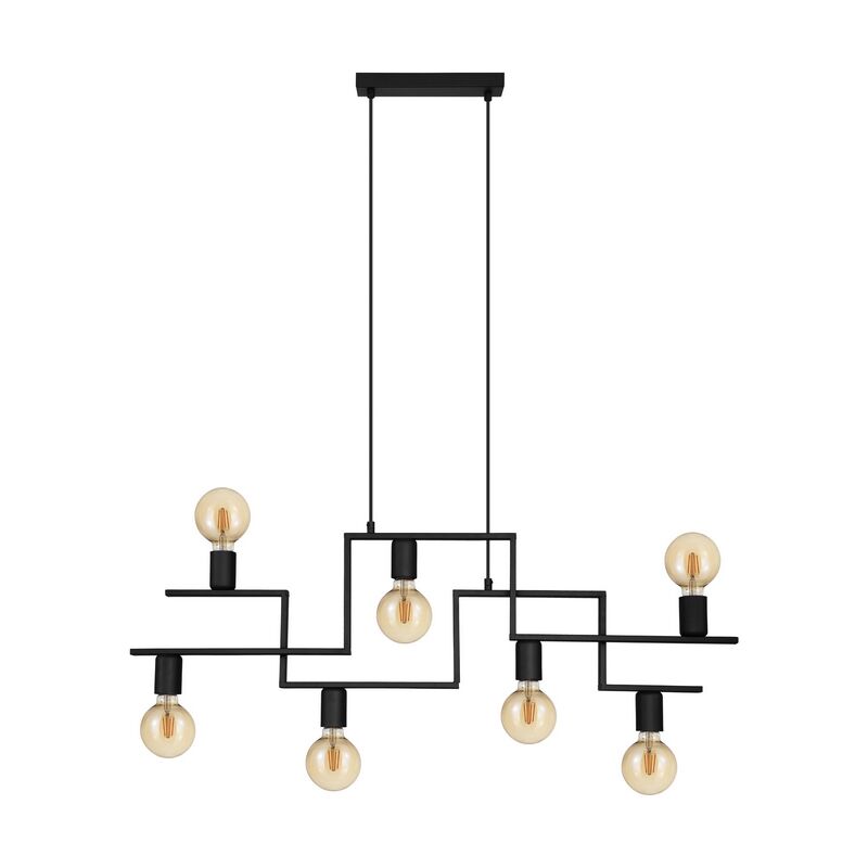 Sort retro pendler lampe stål, Olga