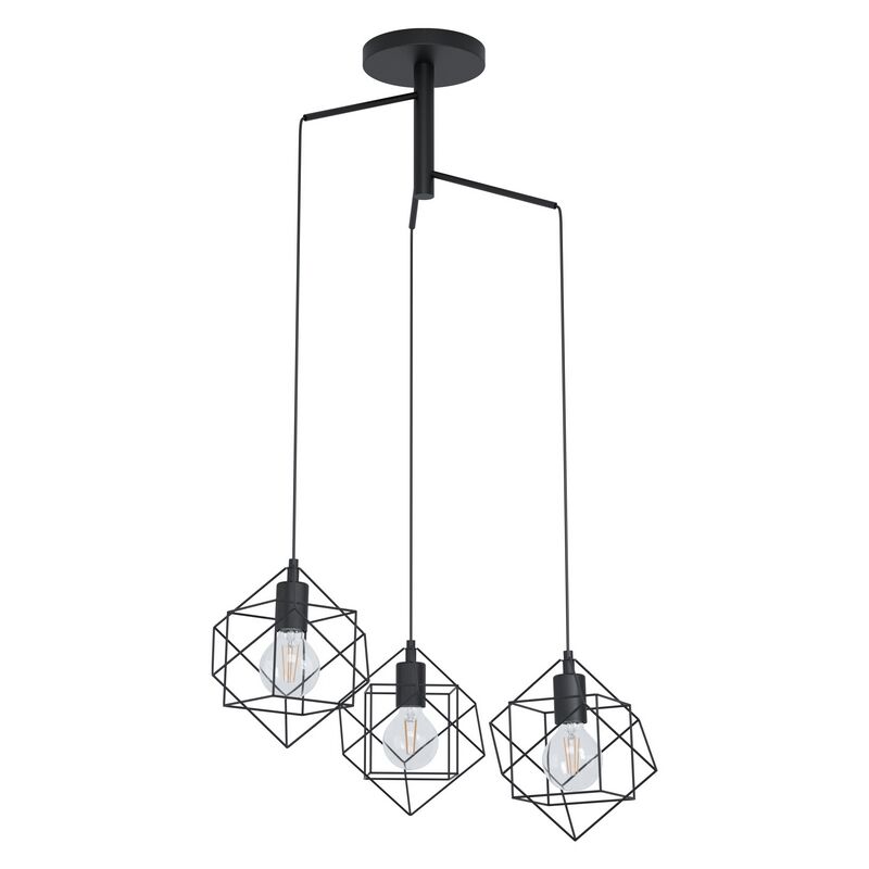 Sort industri pendler lampe stål, Aemilius