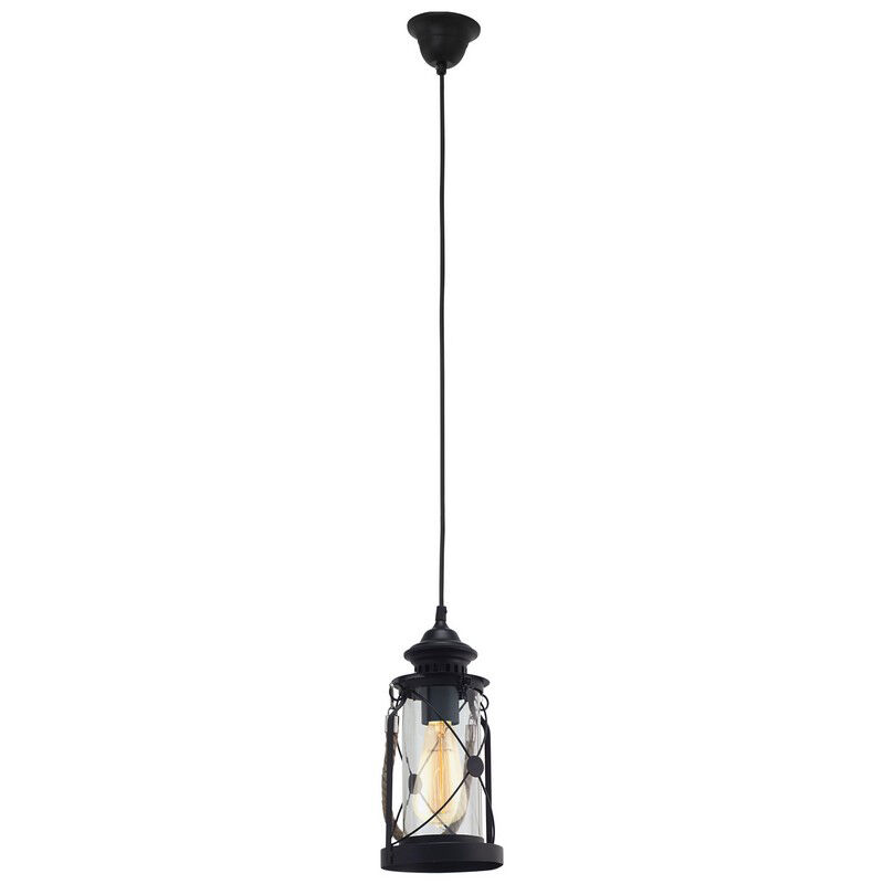Sort vintage pendler lampe glas, Abetone