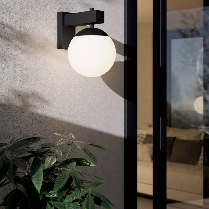 Sort modern udendørslampe glas, Boris, IP44