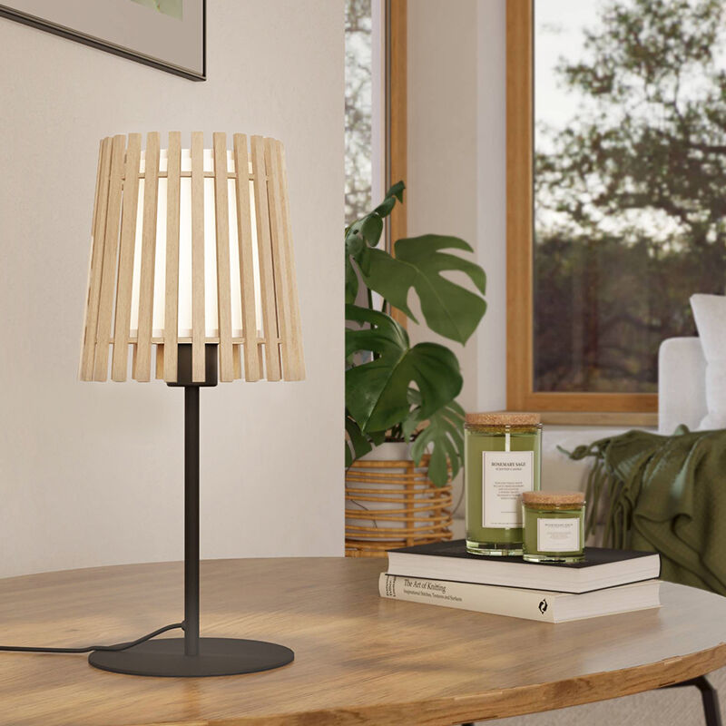 Rustik bordlampe træ, Farah, med brytare