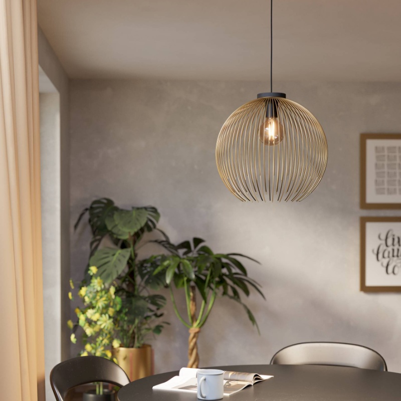 Guld industri pendler lampe stål, Keimpe