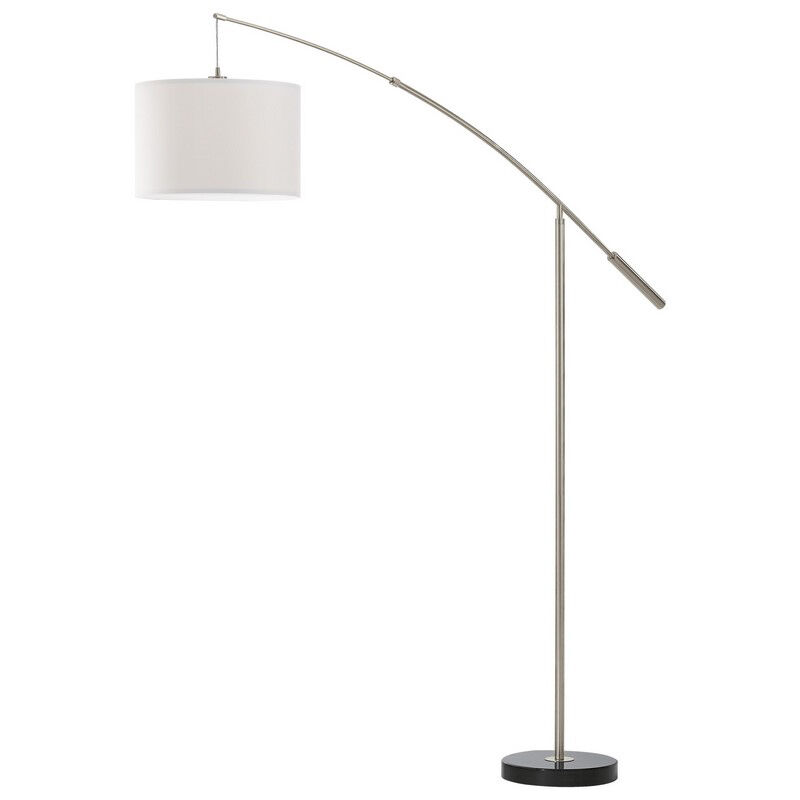 Nikkel modern gulvlampe bue stof, Ralph, med brytare