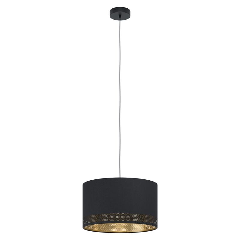 Sort modern pendler lampe stof, Niko