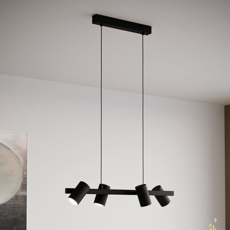 Sort modern pendler lampe stål, Patrice