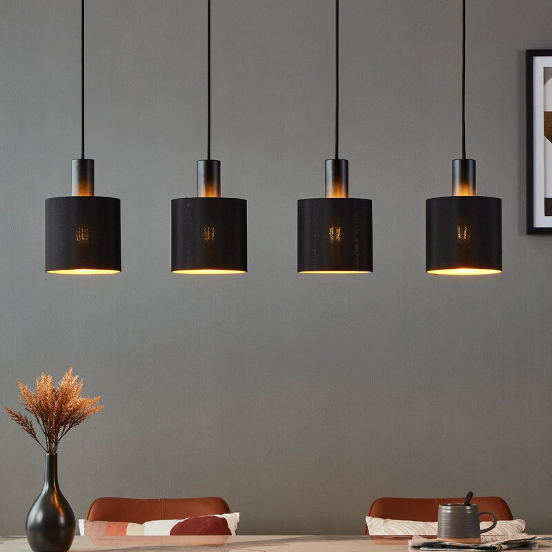 Sort modern pendler lampe stof, Kelsey