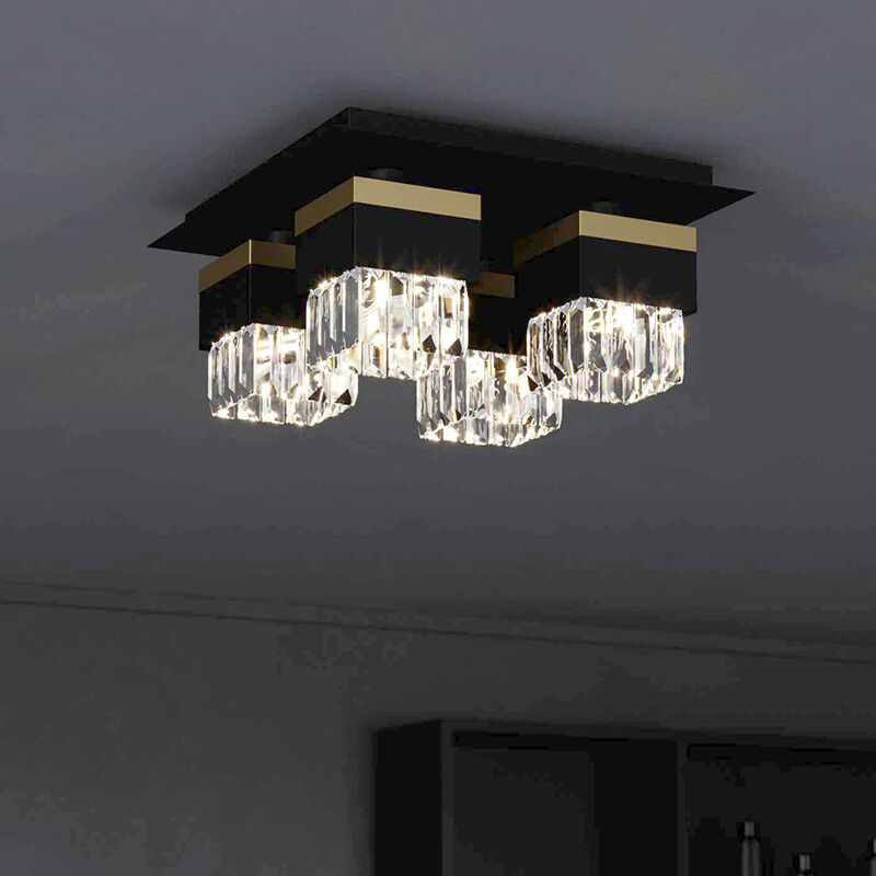 Sort design loftlampe glas, Wensley
