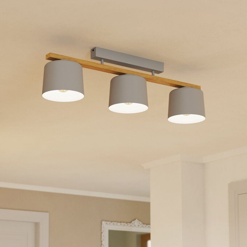 Træ loftlampe grå, Jeannot