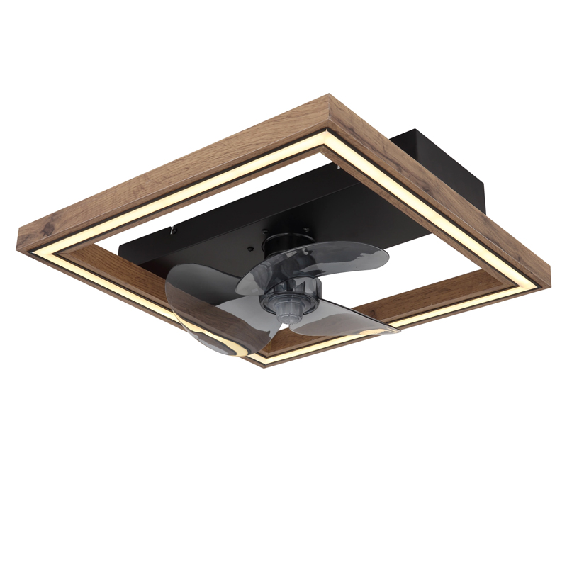 Brun modern loftventilator plast, Lamyea, 24W, varm til kold hvid justerbar LED, med fjärrkontroll