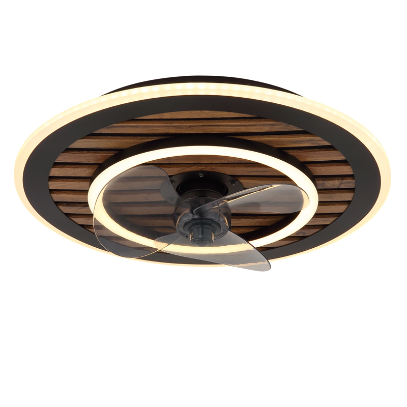Sort design loftventilator metal, Maha, 36W, varm til kold hvid justerbar LED, med fjärrkontroll