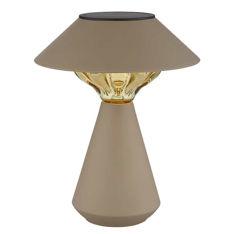 Brun modern solcelle bordlampe udendørs plast, Nasr, 0,06W, 3000K LED, IP44, med brytare