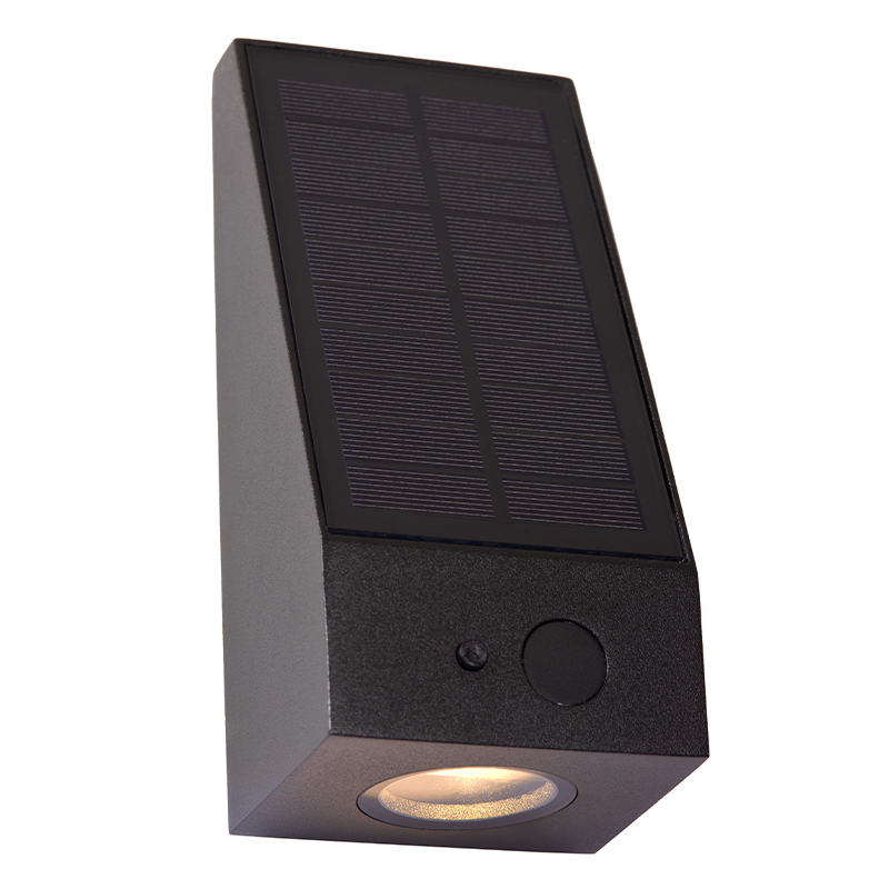 Sort udendørs væglampe solcelle modern, Irwin, 2W, 2700K LED, IP54