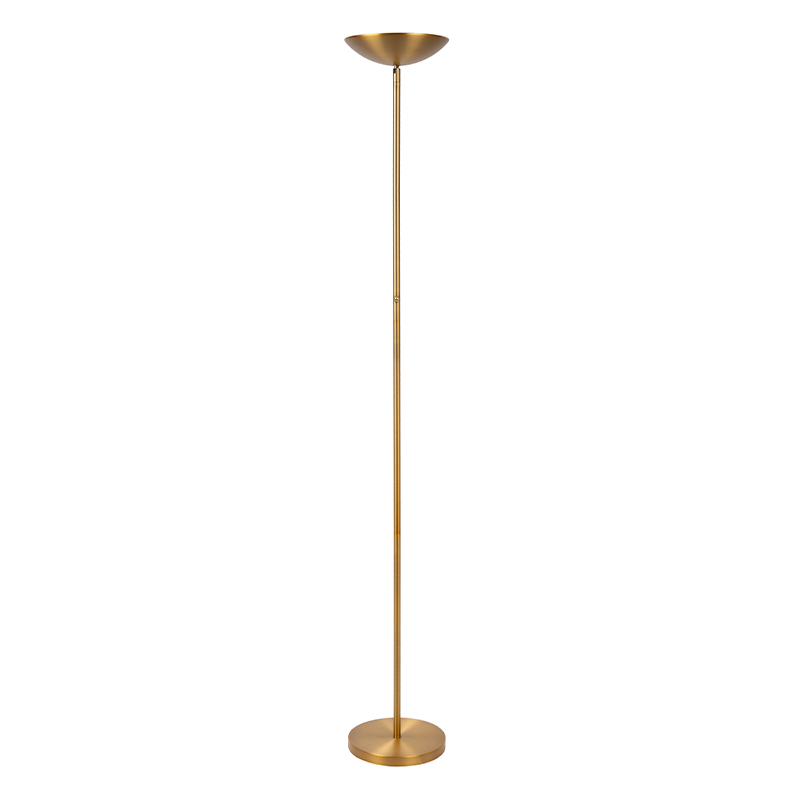 Messing læselampe gulv modern, Zenith, 20W, 3000K LED, med beröringsdimmer