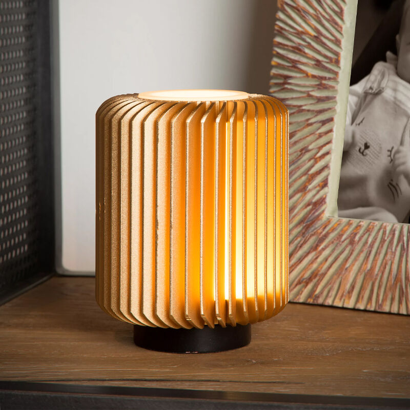 Guld bordlampe modern, Turbin, 5W, 3000K LED, med brytare