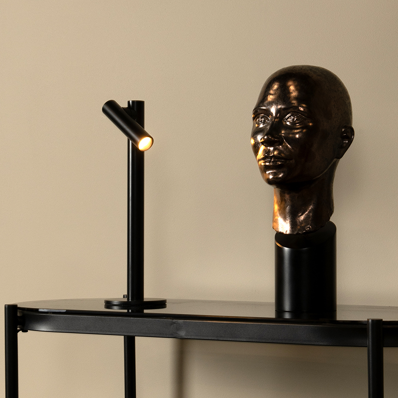 Sort genopladelige bordlampe modern, Antrim, 2,2W, 2700K LED, IP54, med beröringsdimmer