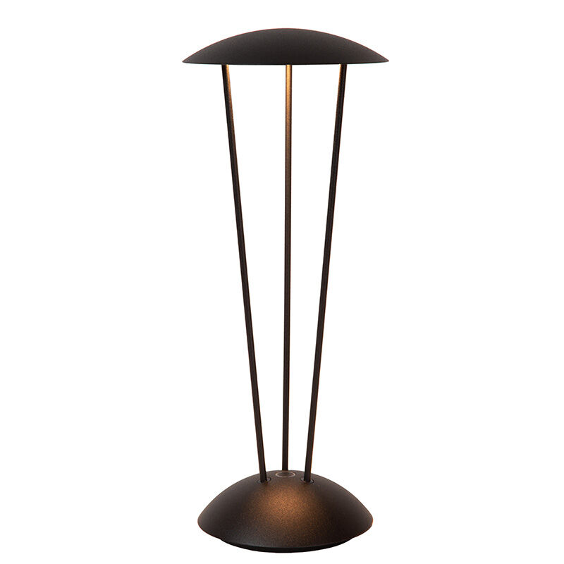 Sort genopladelige udendørs bordlampe modern, Renee, 2,2W, 2700K LED, IP54, med beröringsdimmer