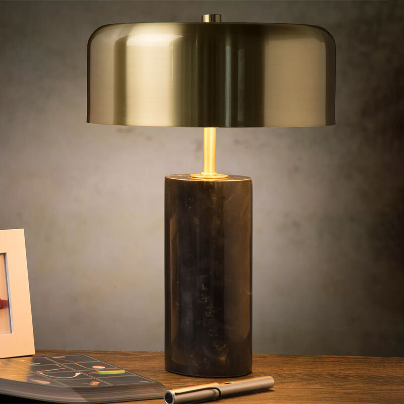 Marmor bordlampe guld, Mirasol, med brytare