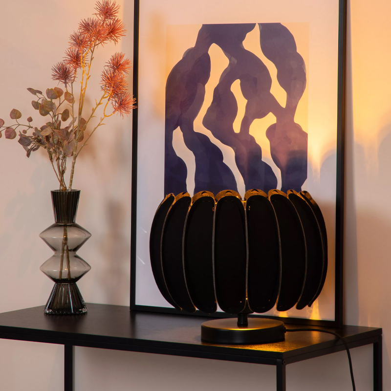 Sort bordlampe modern, Spencer, med brytare