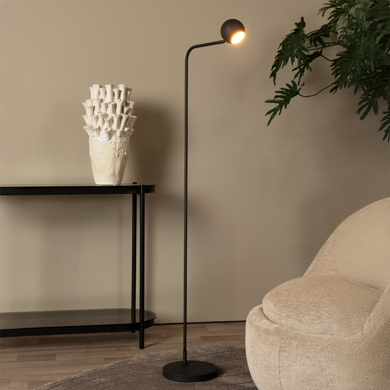 Sort genopladelige gulvlampe modern, Comet, 3W, 2700K LED, med beröringsdimmer