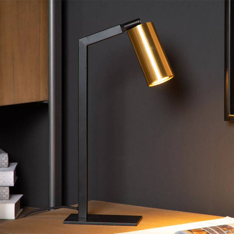 Guld bordlampe modern, Sybil, med brytare