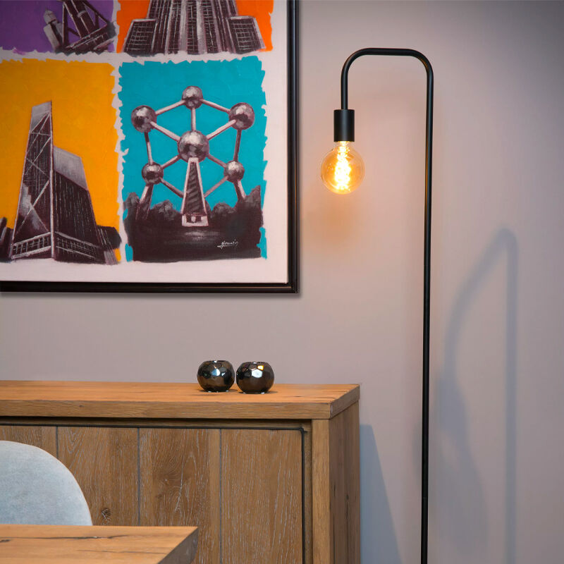 Sort gulv lampe modern, Lorin, med brytare